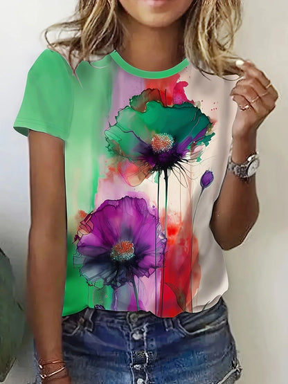 Damia – T-shirt con stampa floreale creativa