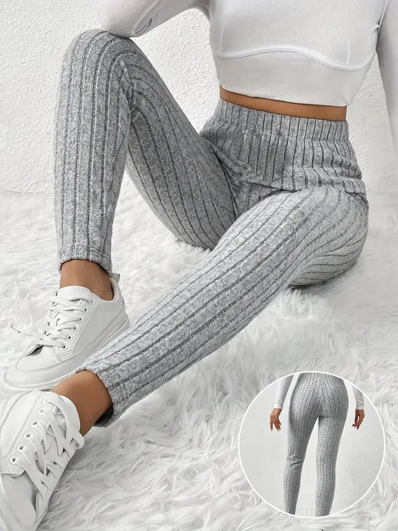 Elvida – Leggings in maglia a coste a vita alta