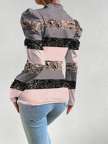 Luen – Blusa in raso con maniche a sbuffo