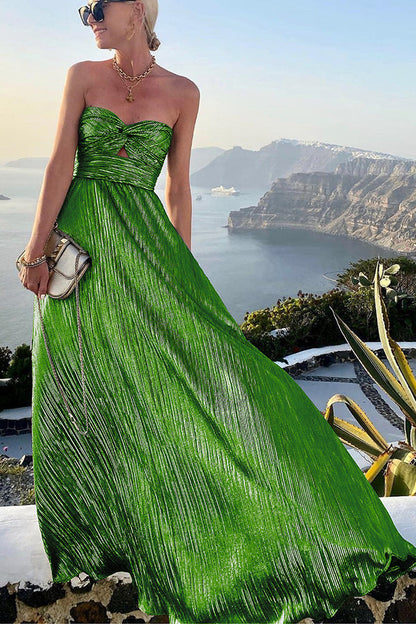 Chloé | Elegante abito lucido con spalle scoperte