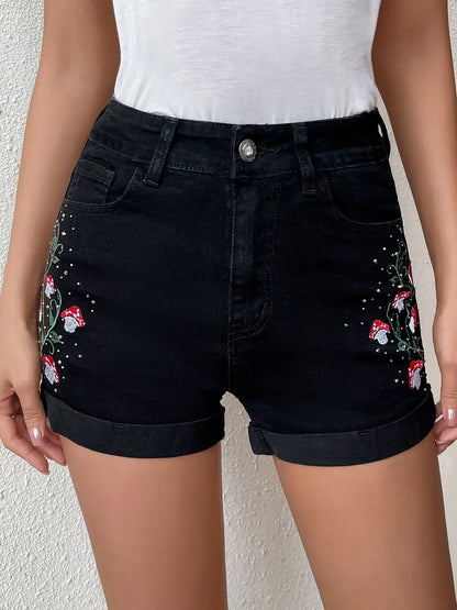 Zephyria – Eleganti shorts in jeans di cotone a vita alta
