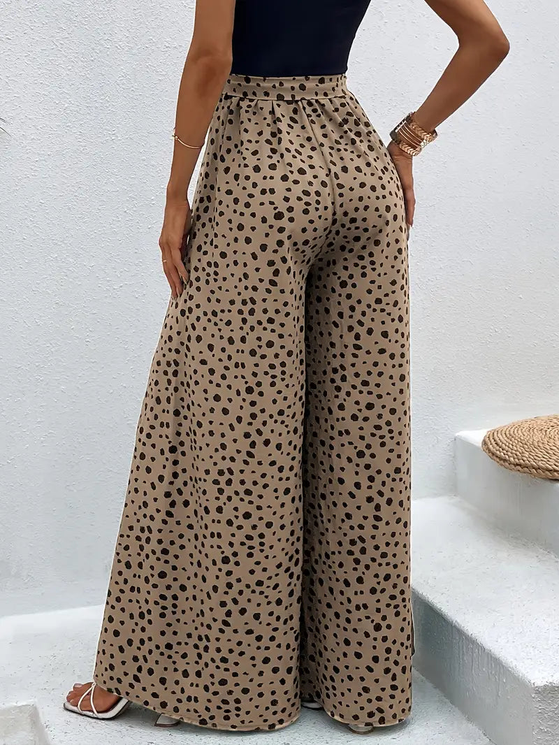 Viren – Pantaloni a gamba larga a vita alta con pois