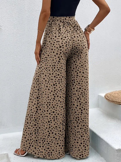 Viren – Pantaloni a gamba larga a vita alta con pois