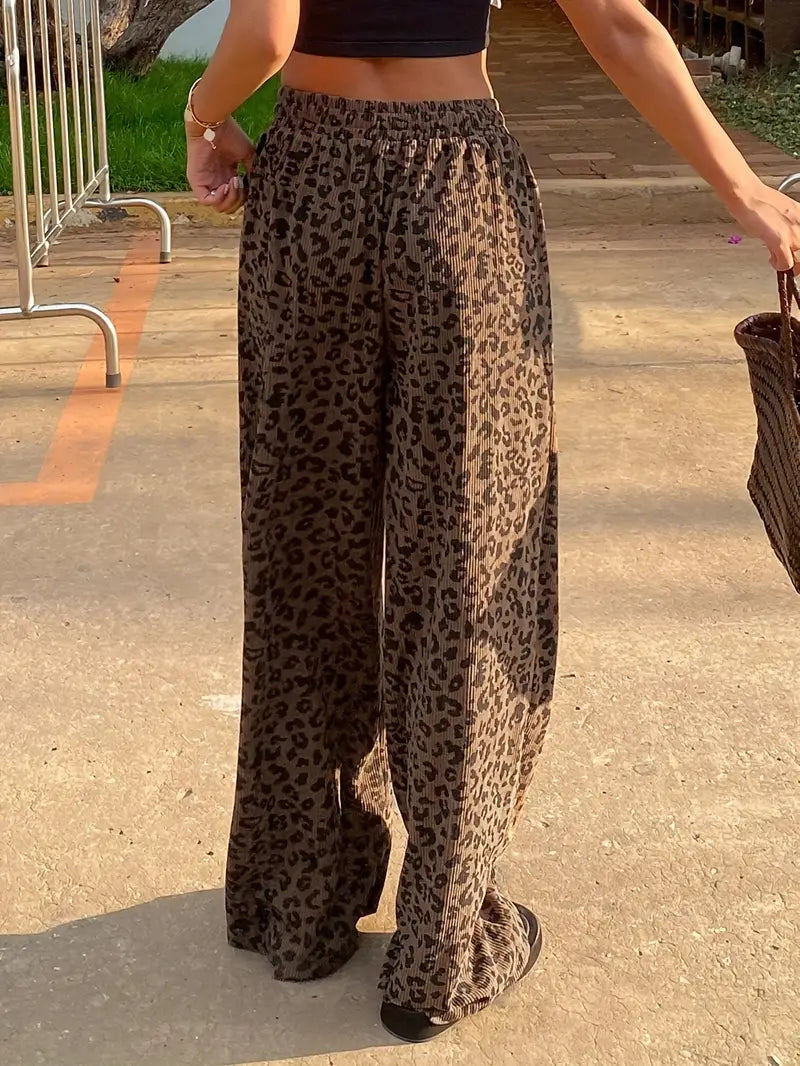 Erisen – Pantaloni oversize eleganti con stampa leopardata