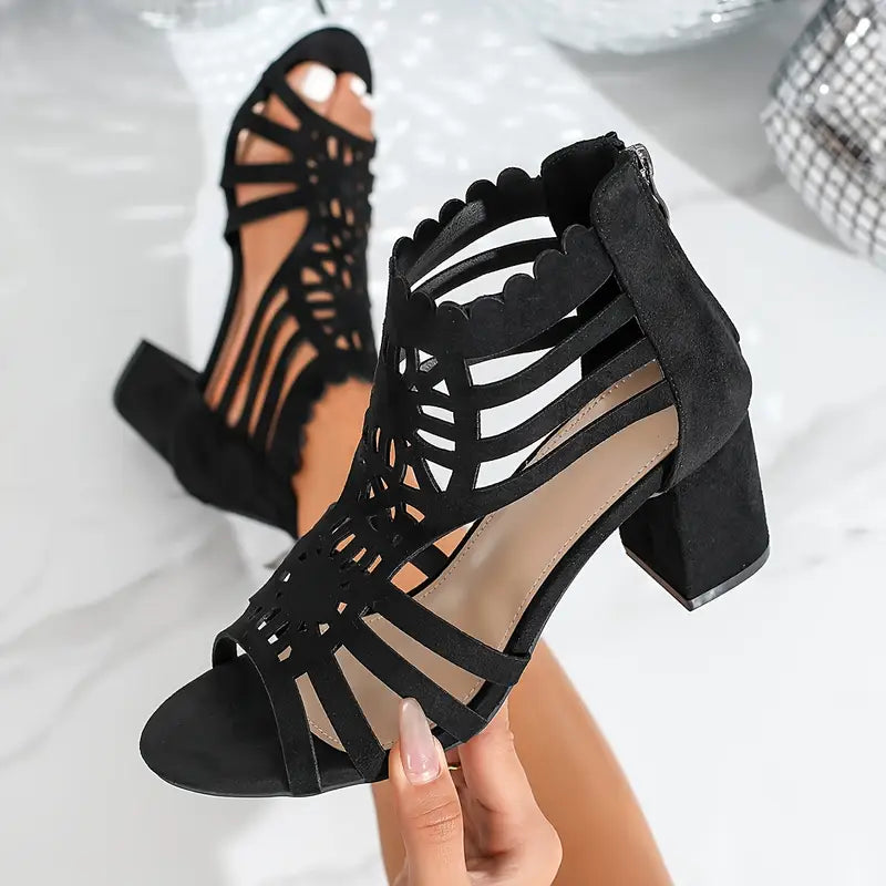 Ameiko – Eleganti sandali con cut-out e tacco a blocco