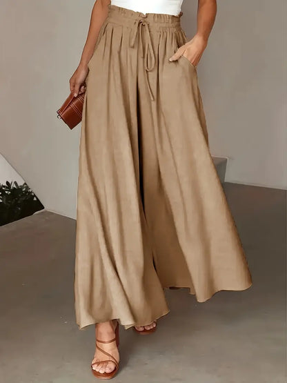 Bethy – Pantaloni larghi con coulisse e tasche, vita alta