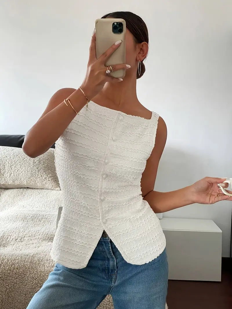 Hexaria – Elegante camicetta strutturata senza maniche