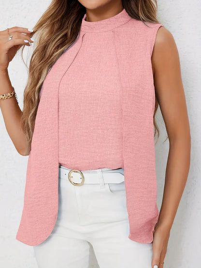 Zyra – Elegante camicetta senza maniche con collo alto