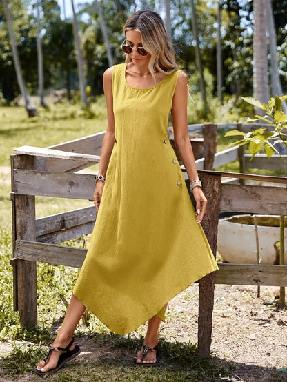 Joia – Abito boho chic con fondo a fazzoletto senza maniche