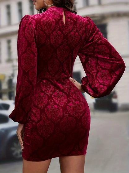 Luana – Abito in velluto con maniche a sbuffo