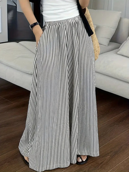 Oris – Pantaloni alla moda a gamba larga con motivo a righe