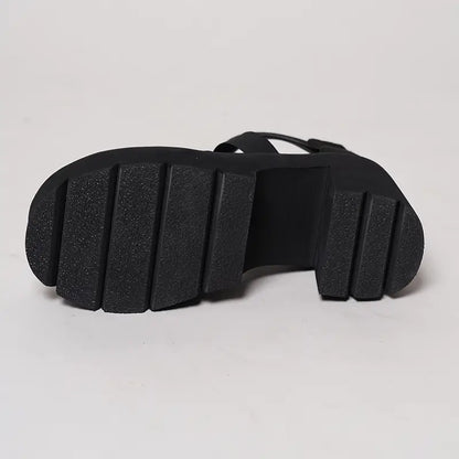 Zelmei – Sandali gladiatore neri con suola a plateau