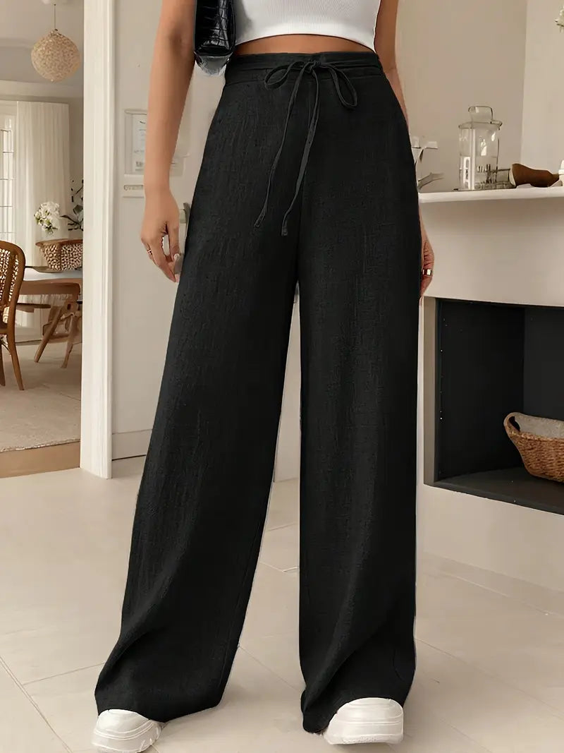 Yara – Pantaloni da salotto a vita alta con coulisse e gamba larga