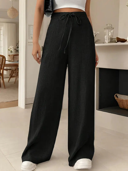 Yara – Pantaloni da salotto a vita alta con coulisse e gamba larga