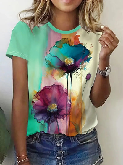 Damia – T-shirt con stampa floreale creativa