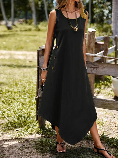 Joia – Abito boho chic con fondo a fazzoletto senza maniche