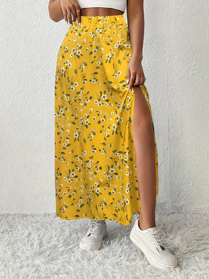 Louvina – Gonna lunga con spacco floreale