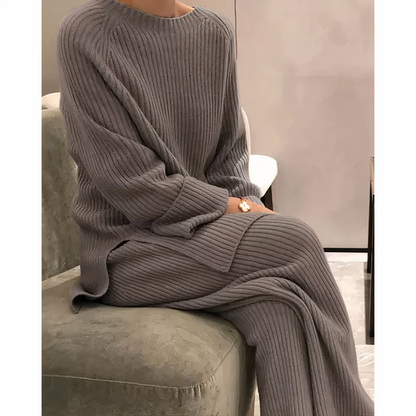 Samantha - Set casual di maglione e pantaloni lavorati a maglia