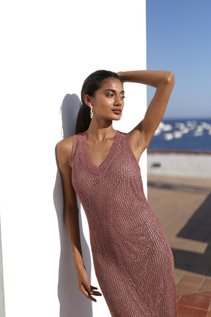 Amelia - Abito Tubino Lungo Crochet Raffinato