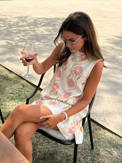 Hollie – Grazioso mini abito in lino con motivo floreale