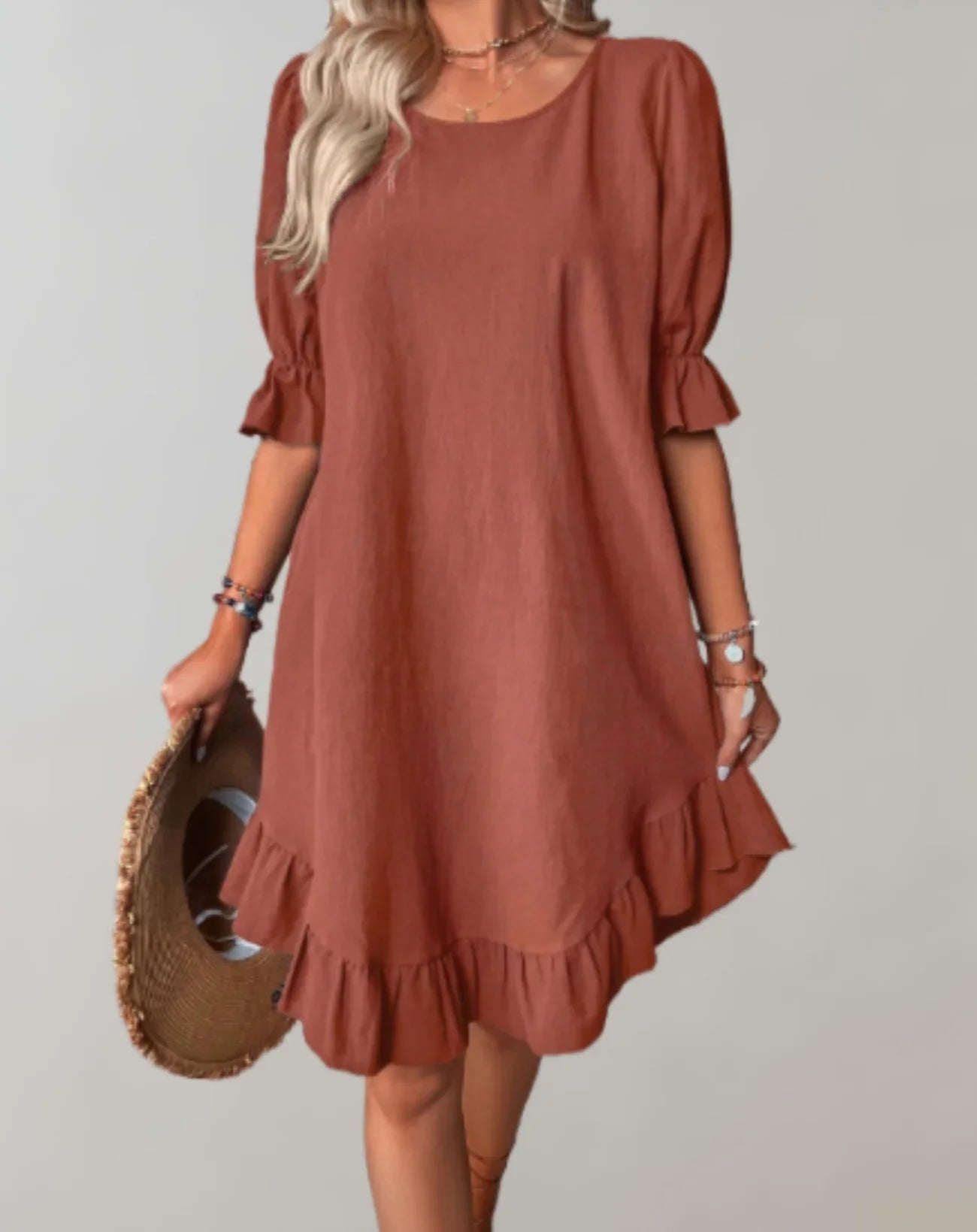 Larkin – Abito elegante in lino con volant