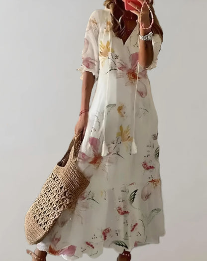 Megara – Maxi abito leggero con motivo floreale