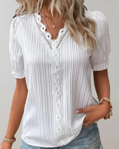 Cressida – Blusa con finiture in pizzo di cotone