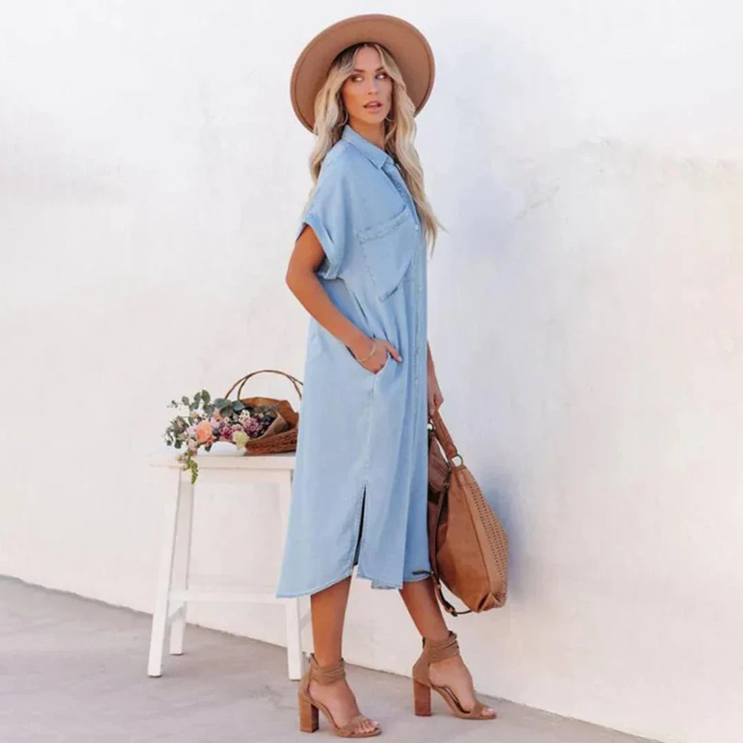 Petunia – Abito camicia in denim con abbottonatura