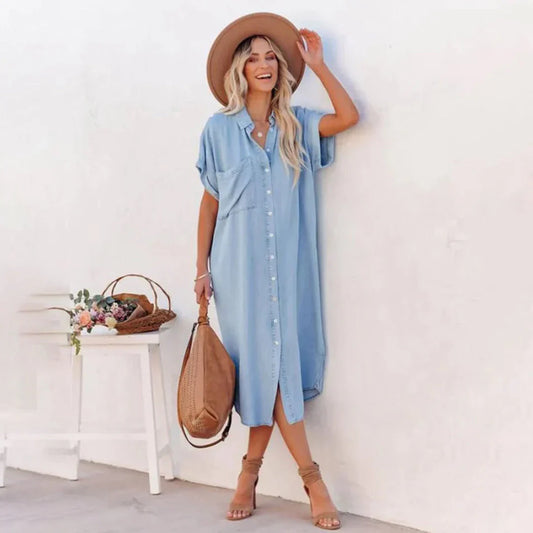 Petunia – Abito camicia in denim con abbottonatura