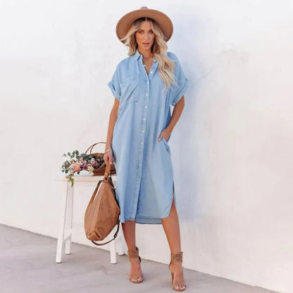 Petunia – Abito camicia in denim con abbottonatura