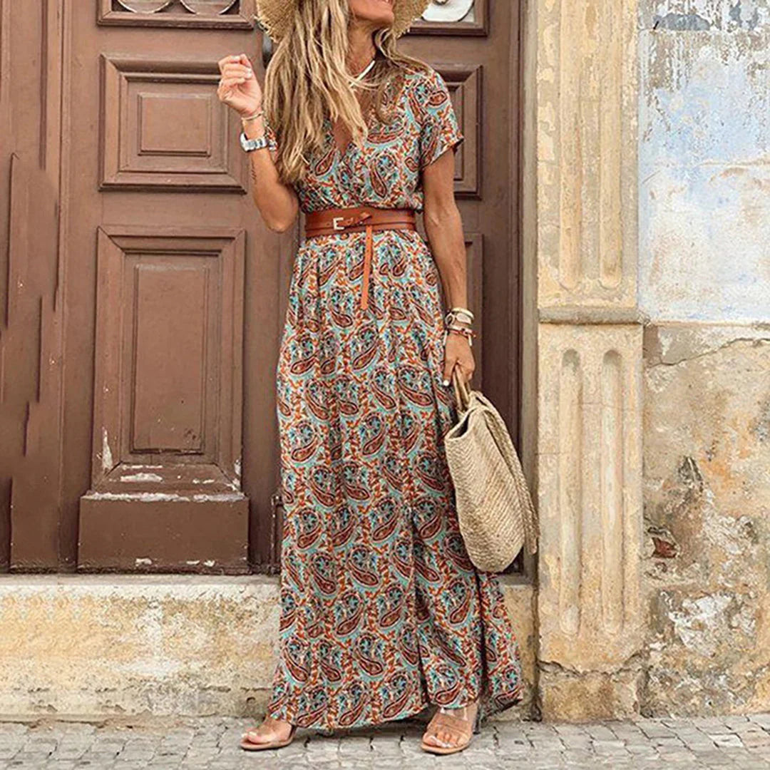 Noridel – Abito lungo boho con stampa paisley