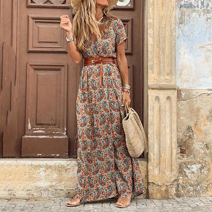 Noridel – Abito lungo boho con stampa paisley