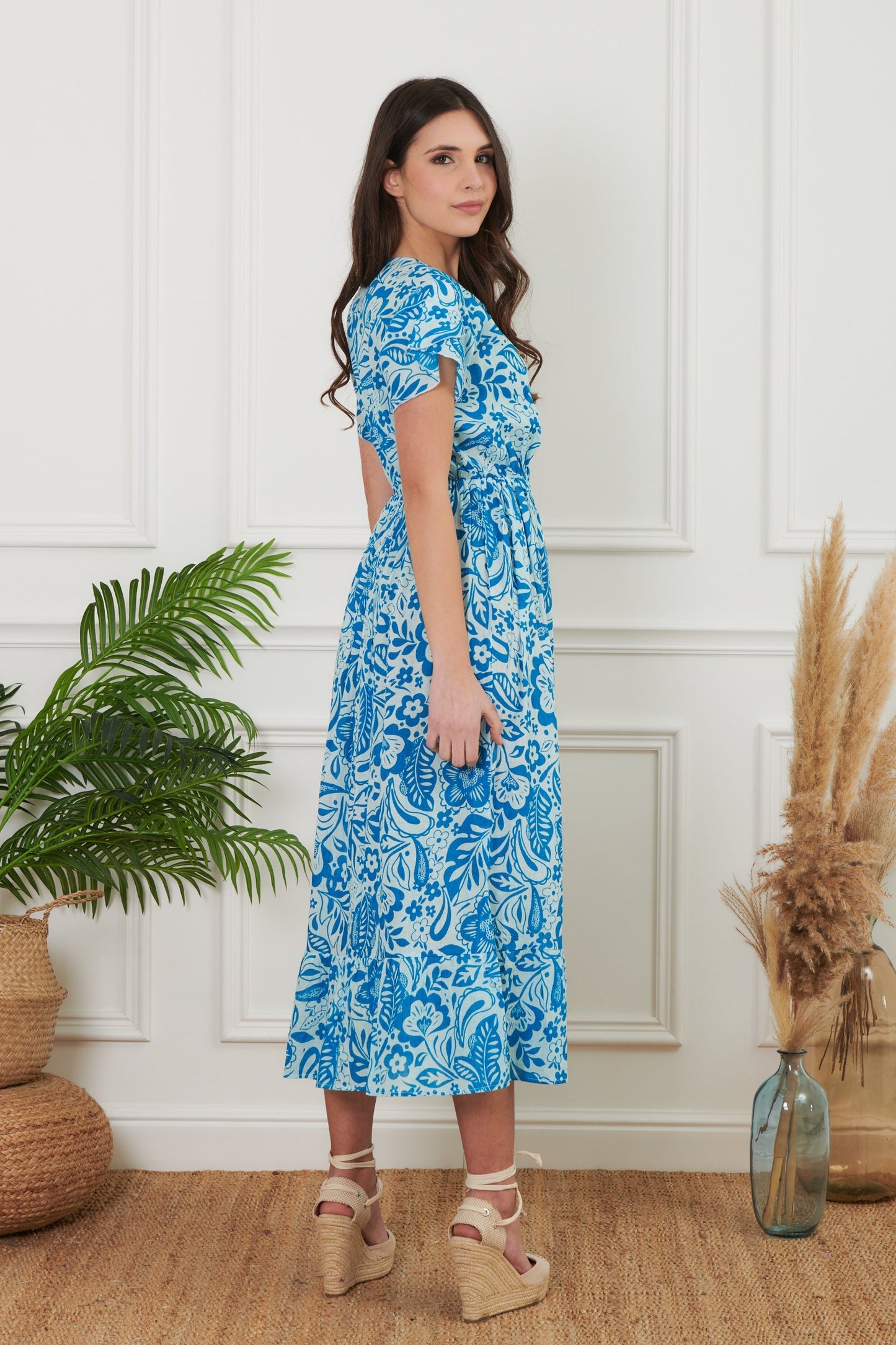 Bruna - Abito Lungo Fantasia e Ricami Stile Unico