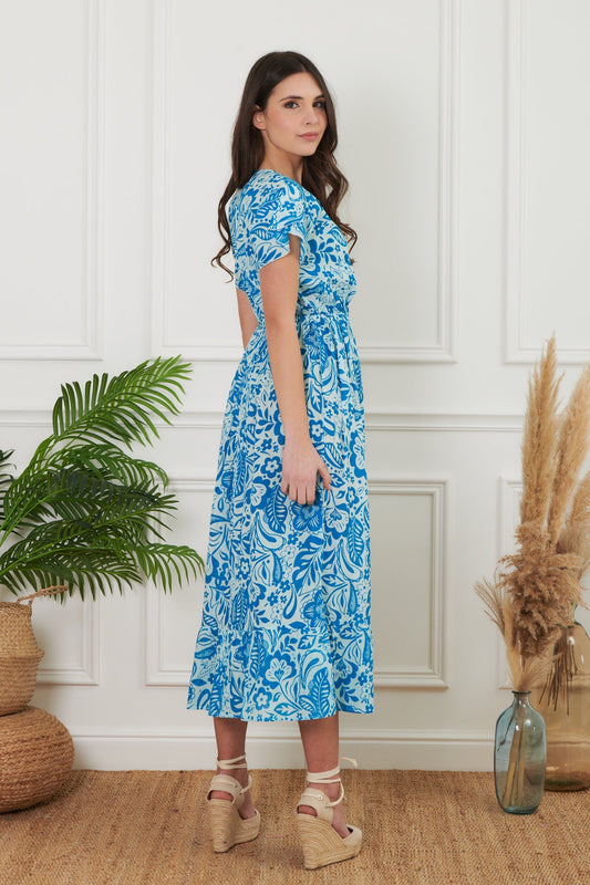 Bruna - Abito Lungo Fantasia e Ricami Stile Unico