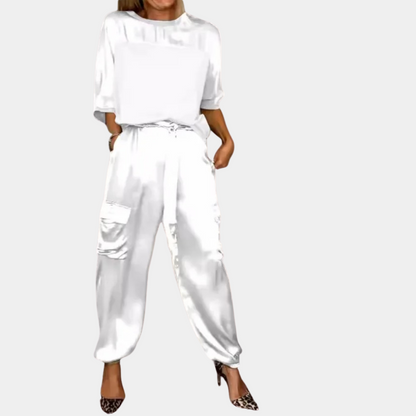 Danika - Completo elegante satinato [top+pantaloni]