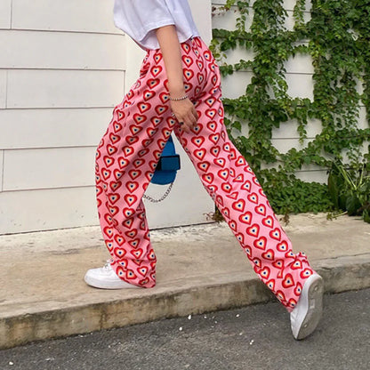 Drearielle – Pantaloni ampi con stampa cuori