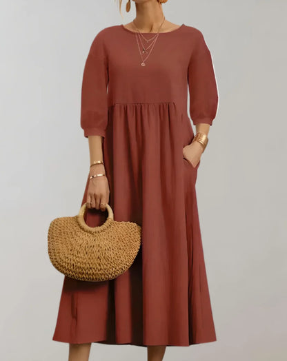 Posey – Abito midi elegante con maniche a sbuffo