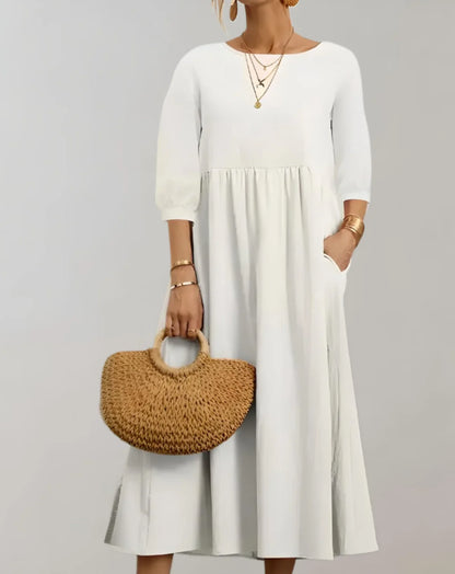 Posey – Abito midi elegante con maniche a sbuffo