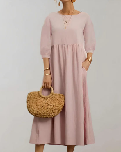 Posey – Abito midi elegante con maniche a sbuffo