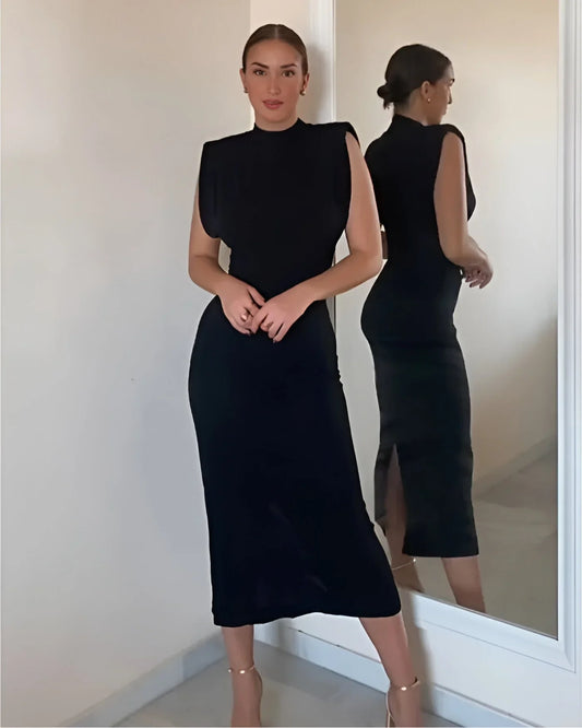 Priyanka – Abito elegante senza maniche con colletto rialzato