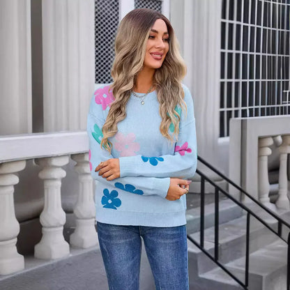 Aislin | Maglione floreale casual all'uncinetto