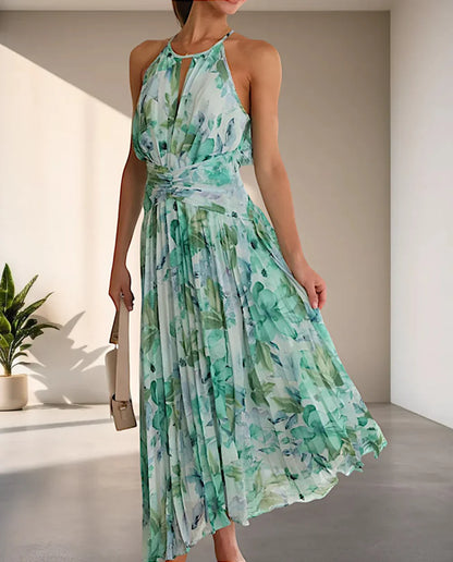 Althessa – Splendido maxi abito in chiffon con scollo all'americana