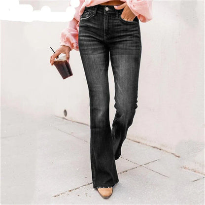 Quinette – Jeans neri a vita alta bootcut