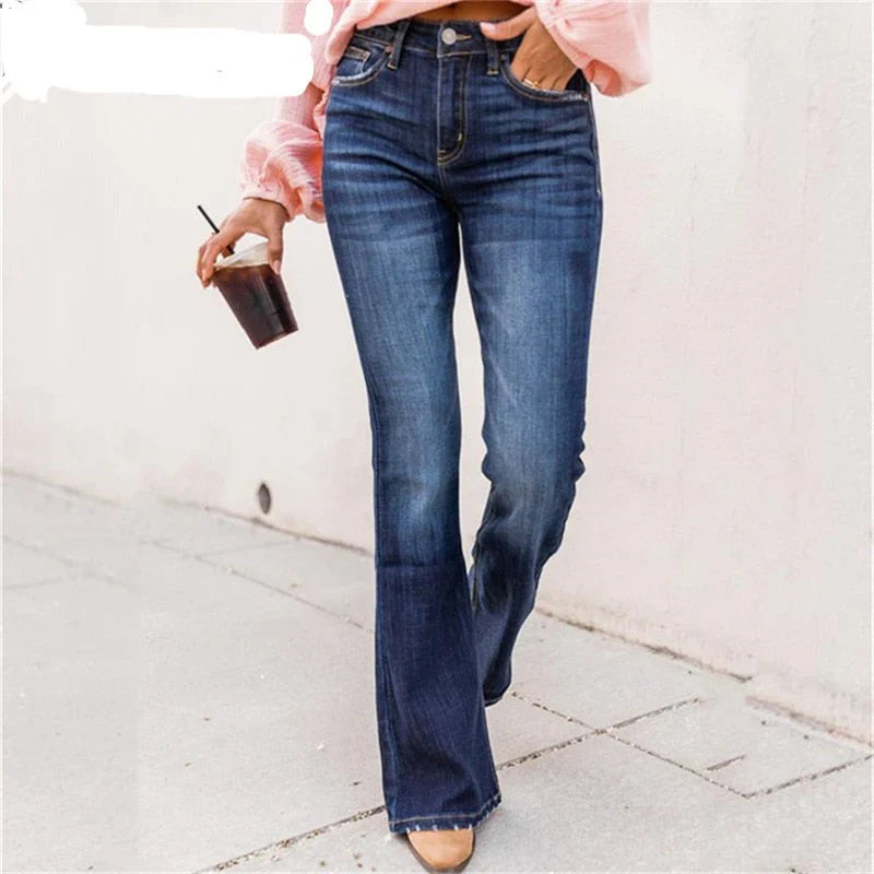 Quinette – Jeans neri a vita alta bootcut