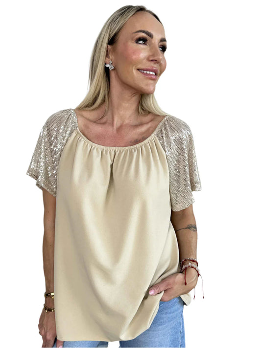 Lianora – Camicetta con maniche in paillettes