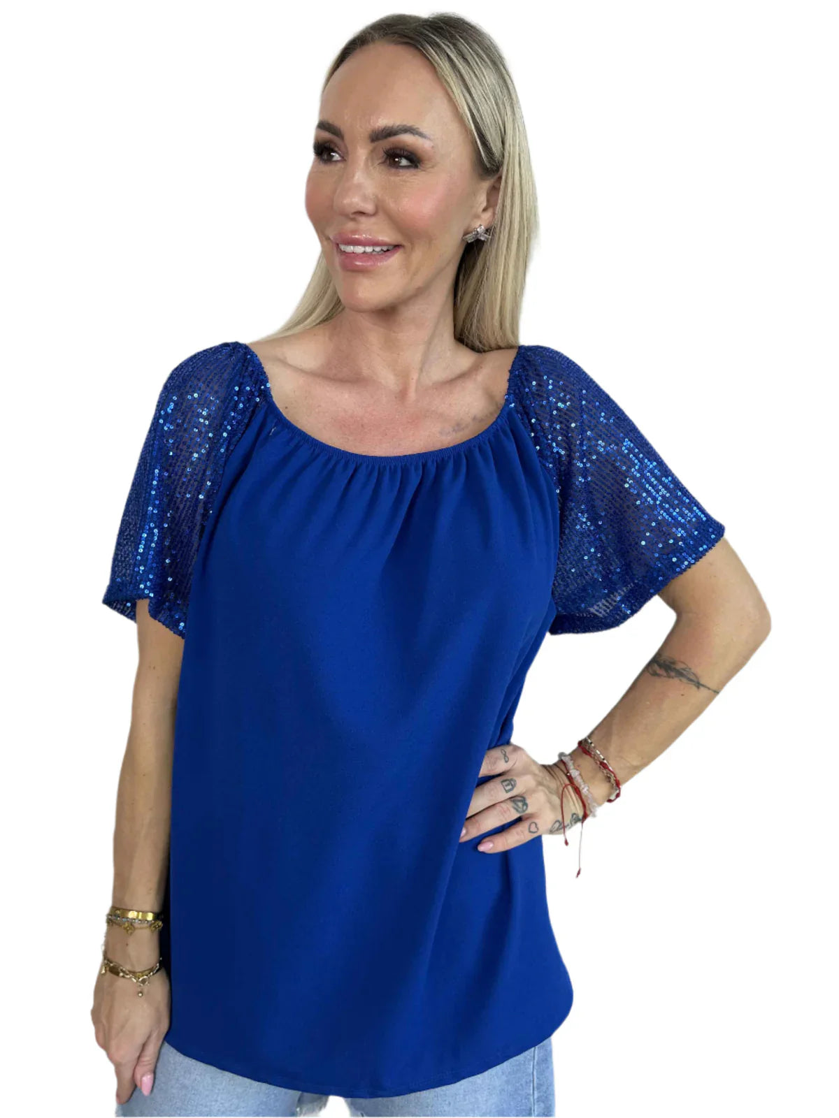 Lianora – Camicetta con maniche in paillettes