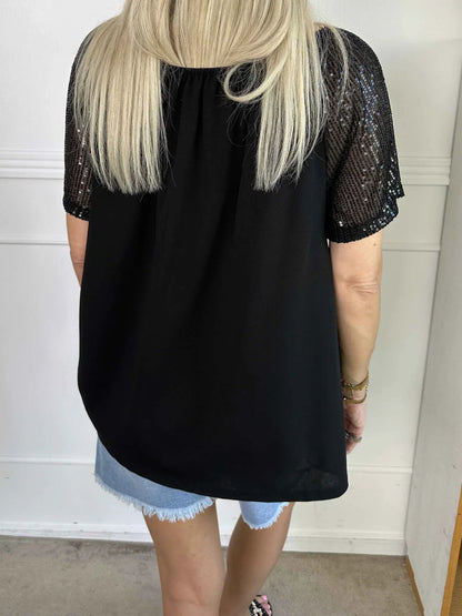 Lianora – Camicetta con maniche in paillettes