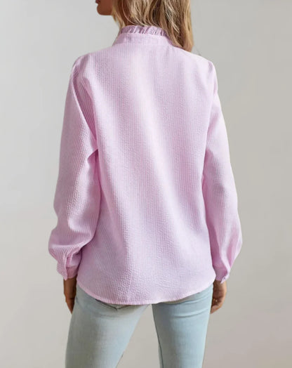 Junia – Blusa elegante con volant e maniche lunghe