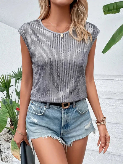 Faerelle – Top elegante senza maniche con paillettes