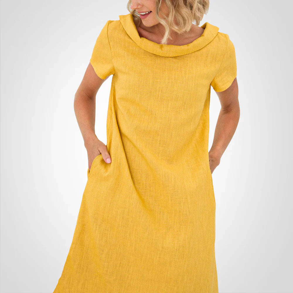 Anvika – Abito casual in cotone e lino a maniche corte